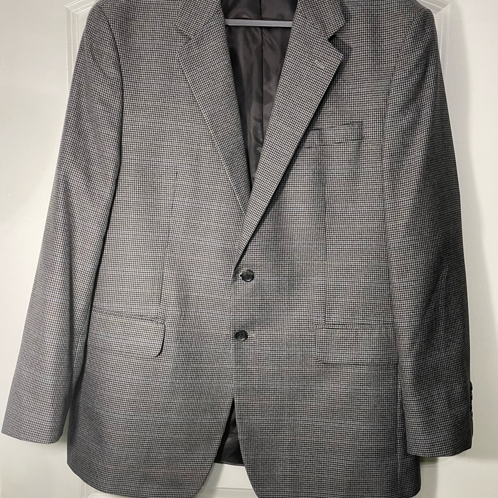 Croft & Barrow Black and Gray Houndstooth Blazer 44Long